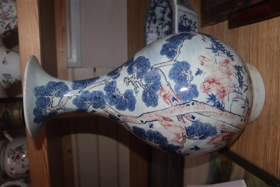 A Chinese blue and white baluster vase height 41cm